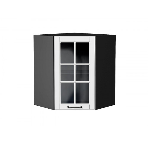 716*600*600 Шкаф верхний угловой остекленный Дублин Special White