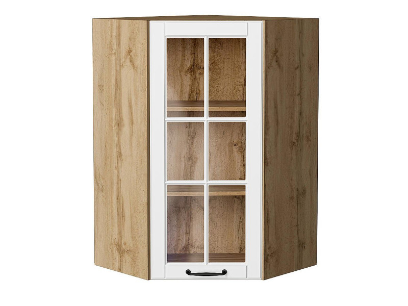 920*600*600 Шкаф верхний угловой остекленный Дублин Special White