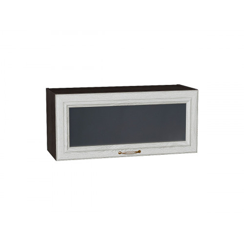 358*800* Шкаф верхний горизонтальный остекленный Шале White Dreamline Graphite