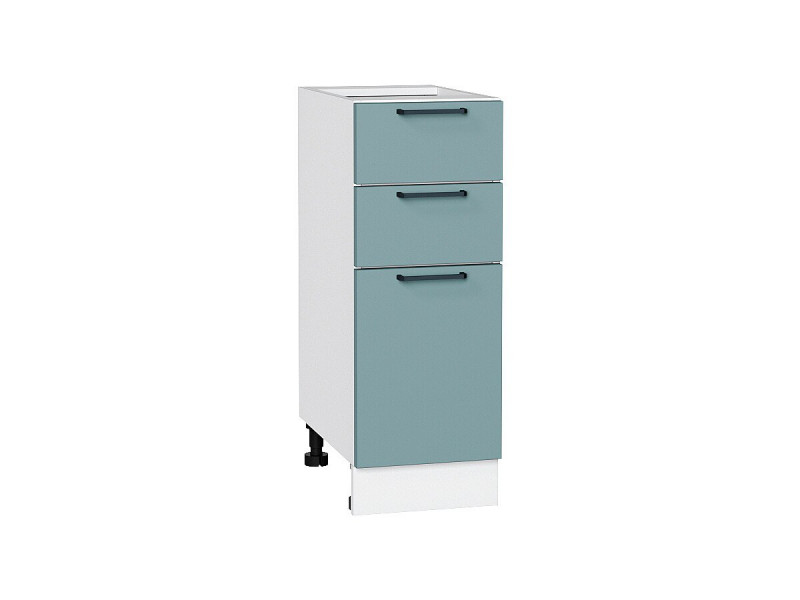 816*300* Шкаф нижний с 3-мя ящиками Флэт Grey-green In 2S Белый