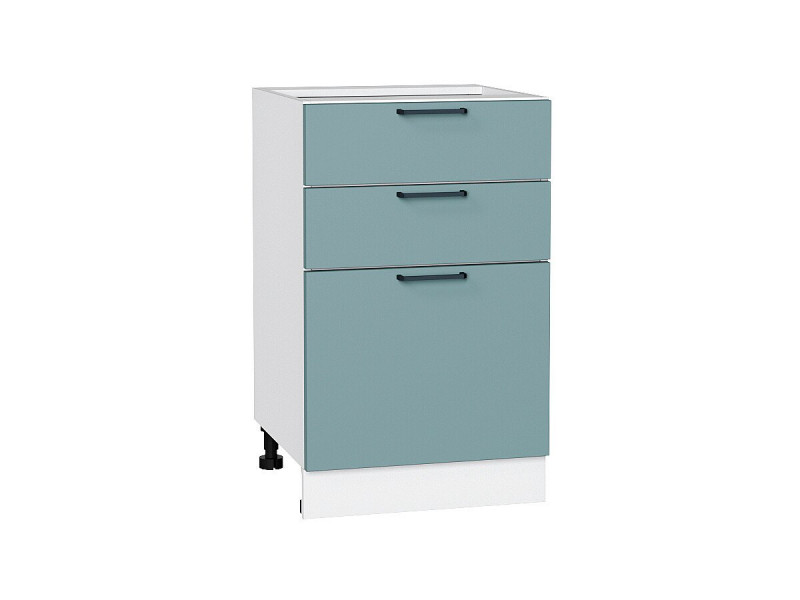 816*500* Шкаф нижний с 3-мя ящиками Флэт Grey-green In 2S Белый
