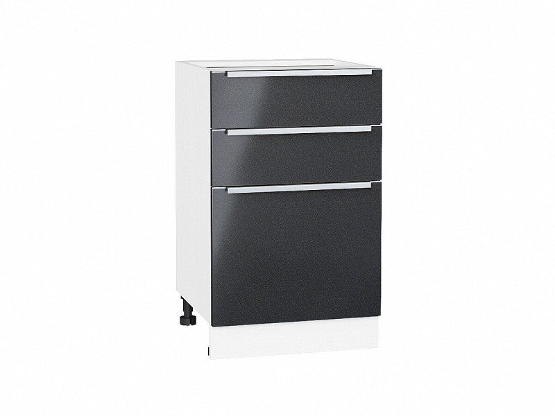 816*500* Шкаф нижний с 3-мя ящиками Фьюжн Anthracite Белый