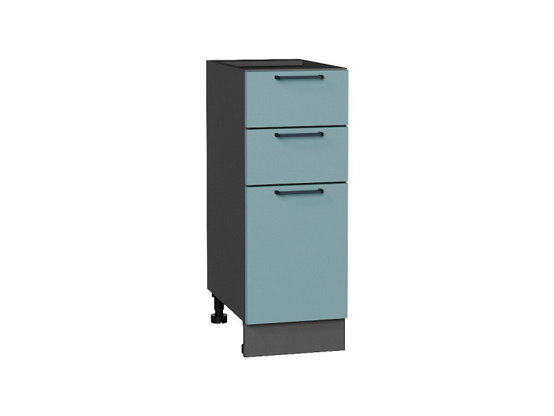 816*300* Шкаф нижний с 3-мя ящиками Флэт Grey-green In 2S Graphite
