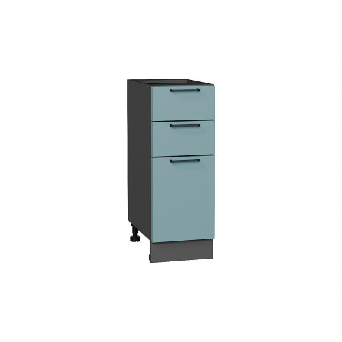 816*300* Шкаф нижний с 3-мя ящиками Флэт Grey-green In 2S Graphite